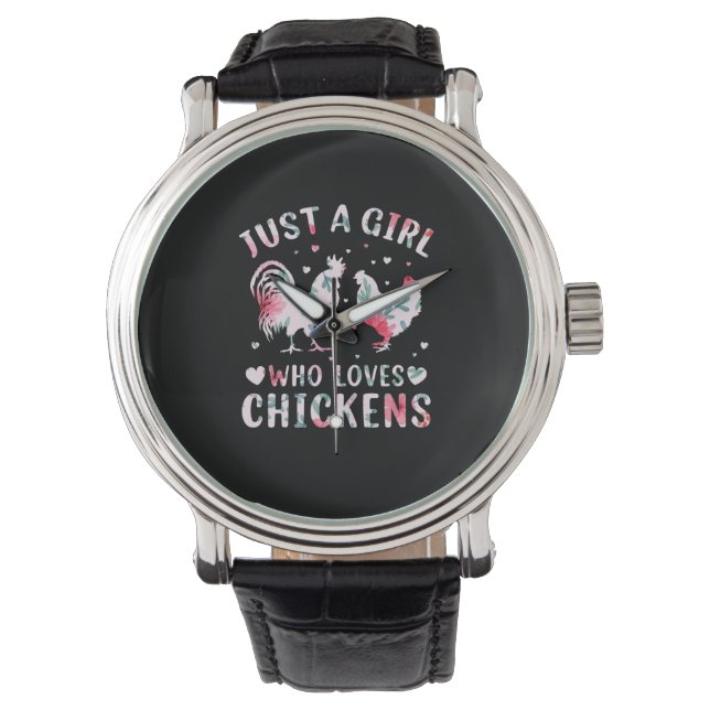 Montre Fille d'art de poulet qui aime les poulets (devant)