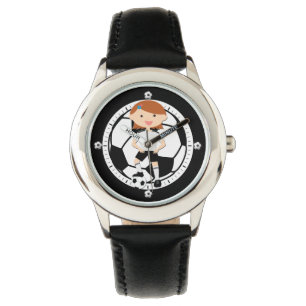 Montre Fille de football 3 et balle noir et blanc