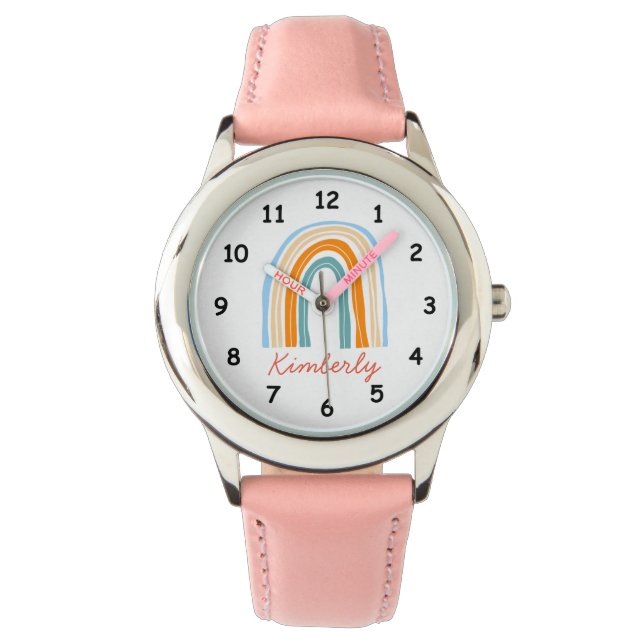 Montre fille de nom personnalisé avec dessin arc-e (devant)