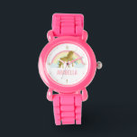 Montre Fille de Unicorne d'or lunaire<br><div class="desc">Design personnalisé de licorne sucré.</div>
