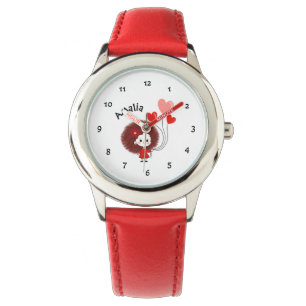 Montre Fille drôle avec ballons de coeurs