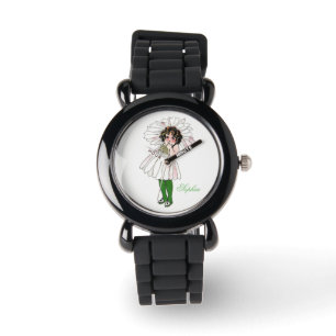 Montre Fille drôle florale mignonne d'enfant de fleur de
