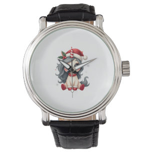 Montre Fille licorne de Noël vintage vecteur de vacances