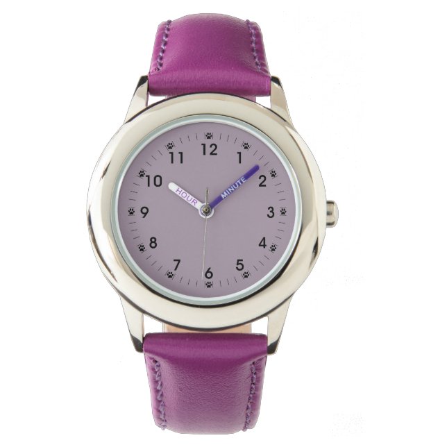 Montre Fille Patte de Chat Quartz Rose (devant)
