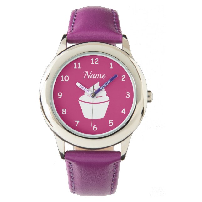 Montre fille personnalisée avec design de cupcake  (devant)