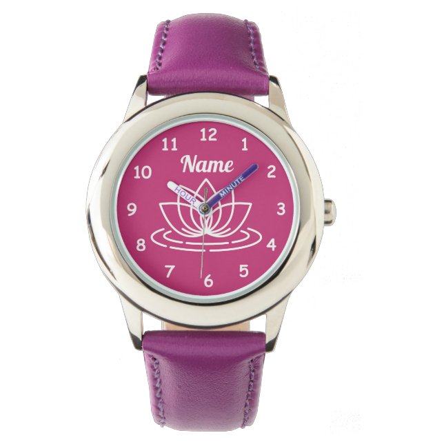 Montre fille personnalisée avec design de fleur de (devant)