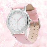 Montre Fille personnalisée Nom Acier inoxydable Pink Stra<br><div class="desc">Fille personnalisée Nom Acier inoxydable Bracelet rose Montre enfant</div>