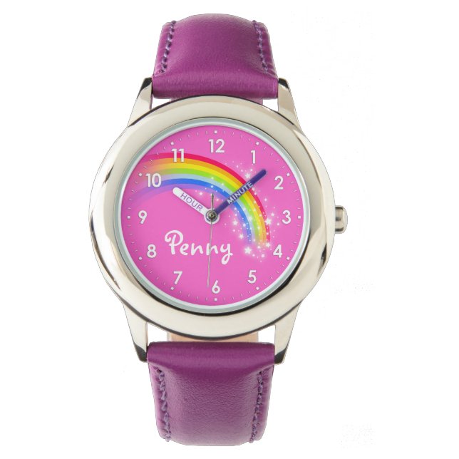 Montre Filles arc-en-ciel nom filles violet enfants regar (devant)