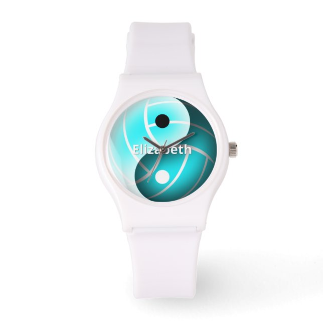 Montre filles coutume yin et yang volleyball turquoise (Recto)