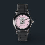 Montre Filles Cute Koala Ours Cartoon Fleurs & Nom Enfant<br><div class="desc">Cette petite fille mignonne et fillette montre un beau doodle d'ours koala dessiné à la main et des fleurs avec un arrière - plan rose. Ce joli design kawaii dispose également d'un endroit où vous pouvez ajouter le nom de votre fille. Le design parfait de la faune australienne pour votre...</div>