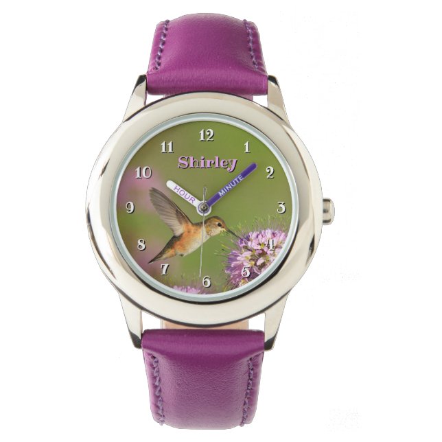 Montre Filles Fleurs sauvages de colibris (devant)