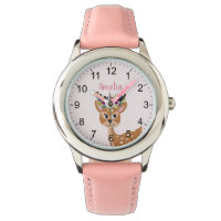 Filles Joli Cerf Rose Floral & Fleurs Enfants