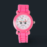 Montre Filles Joli Docteur Rose Ambulance Enfants<br><div class="desc">Cette petite montre mignonne et moderne présente un dessin d'ambulance et un endroit où vous pouvez ajouter le nom de vos filles. Parfait pour tout enfant rêvant d'être médecin ou ambulancier ! Avec des chiffres clairs et un arrière - plan rose, cette montre est idéale pour un petit qui apprend...</div>