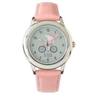 Montre Filles mignonne Whimsical Winter Polar Bear Vélo