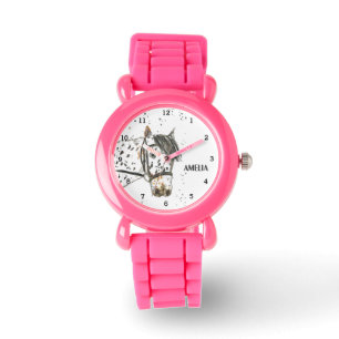 Montre Filles Mignonnes Cheval Rose Animal Enfants Poney