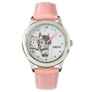 Montre Filles mignonnes Cheval rose Animaux Enfants Poney
