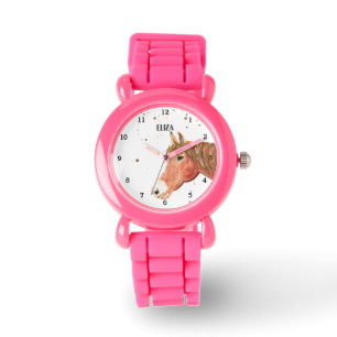 Montre Filles mignonnes Cheval rose Animaux Enfants Poney