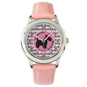 Montre Filles mignonnes Chien Paw Schnauzer Enfants Perso