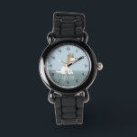 Montre Filles mignonnes chiot et fleurs enfants<br><div class="desc">Cette jolie montre bleu moderne pour enfants présente un adorable dessin animé de chiot espagnol et vous permet d'ajouter le nom de vos filles. Avec des chiffres clairs et faciles à lire, cette "première" montre est idéale pour les enfants ou les tout-petits qui commencent à apprendre l'heure. Le design parfait...</div>