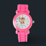 Montre Filles mignonnes Jungle Tiger Enfants<br><div class="desc">Cette jolie montre pour enfants présente une belle illustration de tigre de jungle,  des chiffres clairs et un endroit pour ajouter le nom de votre fille dans une police amusante et minimaliste. Le cadeau parfait pour tout amoureux des animaux !</div>