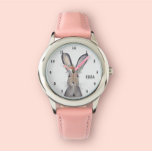 Montre Filles mignonnes Lapin Rose Lapin Lapin Animal Enf<br><div class="desc">Mignon,  filles,  floral,  lapin lapin lapin lapin,  montre d'aquarelle d'animal boisé. Fille,  Parfait pour les enfants. Personnalisez-le avec le nom de votre enfant.</div>