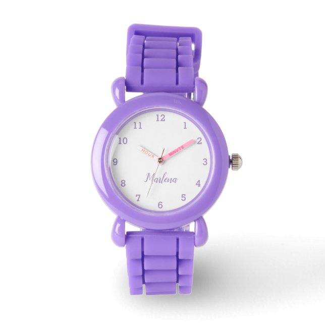 Montre Filles mignonnes Moderne violet élégant Nom person (Recto)