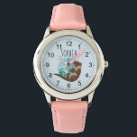 Montre Filles mignonnes Otter Fleurs de dessin et nom Enf<br><div class="desc">Cette magnifique et petite fille montre un magnifique dessin animé de loutre avec des fleurs et des mauvaises herbes, et des chiffres faciles à lire. Ce joli design dispose également d'un endroit où vous pouvez ajouter le nom de votre fille. Le design floral et à thème parfait pour votre petit...</div>