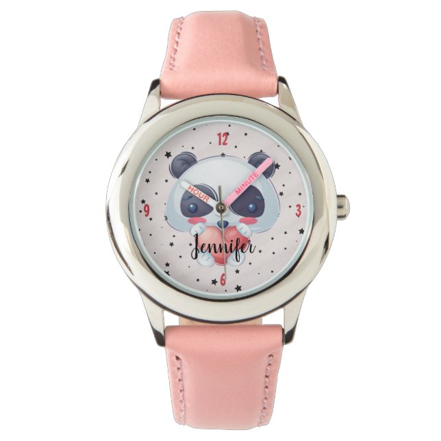 Montre Filles mignonnes Panda Ours et étoiles Nom personn (devant)