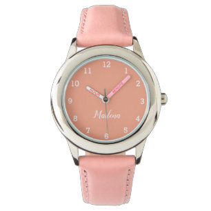 Montre Filles mignonnes rose moderne stylé Nom personnali