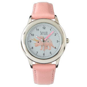 Montre Filles mignonnes Tricératops rose moderne Dinosau