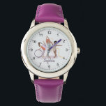 Montre Filles Moderne Purple Gymnastique Enfants<br><div class="desc">Cette jolie et moderne montre pour enfants à thème sportif présente un design de gymnastique violette. La montre peut être personnalisée avec votre nom de fille,  le cadeau parfait pour n'importe quel gymnaste.</div>