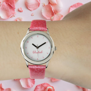 Montre Filles Nom Personnalisé Jote Fille Rose Joli Enfan