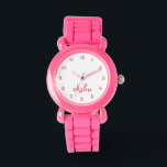 Montre Filles personnalisées Nom Pink Parties scintillant<br><div class="desc">Le nom de Custom Girls est Pink Glitter Strap Kids Watch Custom, personalized, kids girls girly cool girly pink glitter strap, stainless steel case, wist watch. Simply type in the name. Go ahead create a wonderful, custom watch for the lil princess in your life - daughter, sister, niece, granddaughter, goddaughter,...</div>