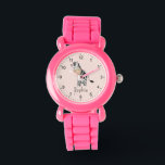 Montre Filles Safari rose mignon Zebra Enfants<br><div class="desc">Cette jolie montre pour enfants rose fantaisie présente une belle illustration zébrée et un endroit où ajouter le nom de votre fille dans une police amusante et minimaliste. L'accessoire parfait pour n'importe quel amoureux des animaux,  parfait pour une première montre de tout-petits.</div>