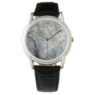 Montre Finition en pierre de marbre blanc bleu glace
