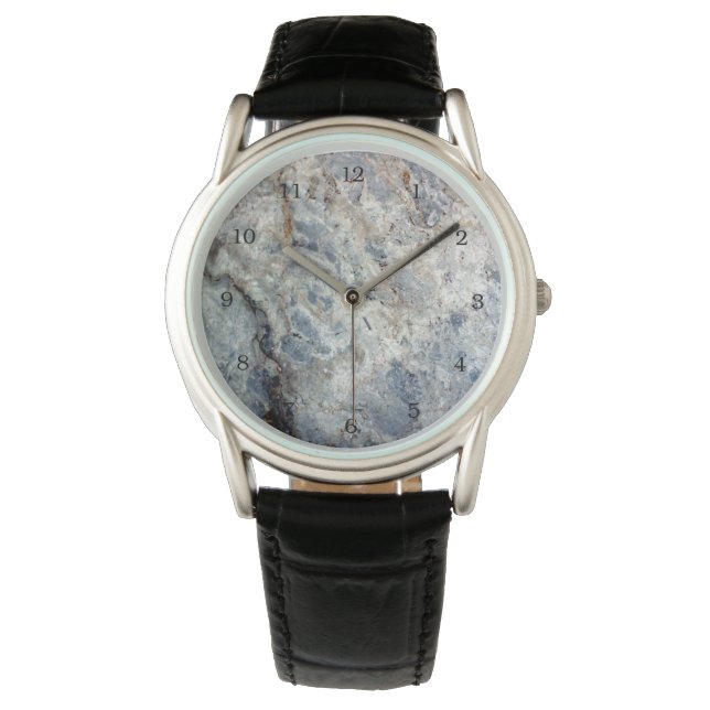 Montre Finition en pierre de marbre blanc bleu glace (devant)