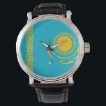 Montre Flag<br><div class="desc">Le Kazakhstan est un pays qui a le droit de jouir dans le centre a sun and an eagle and on the a national ornamal pattern. The used colors in the flag are blue, yellow The proportion of the Kazakhstan flag is 1:2. The Flag of Kazakhstan, adopté en 1992. The...</div>