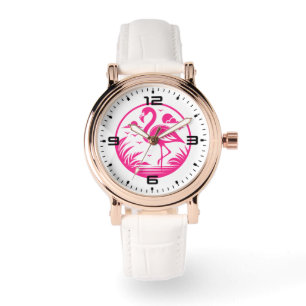 Montre Flamant Rose Dessin de Cercle d'Été-68730