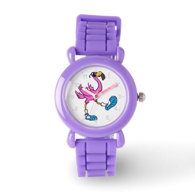 Montre Flamant rose drôle avec lunettes de soleil | chois (Recto)