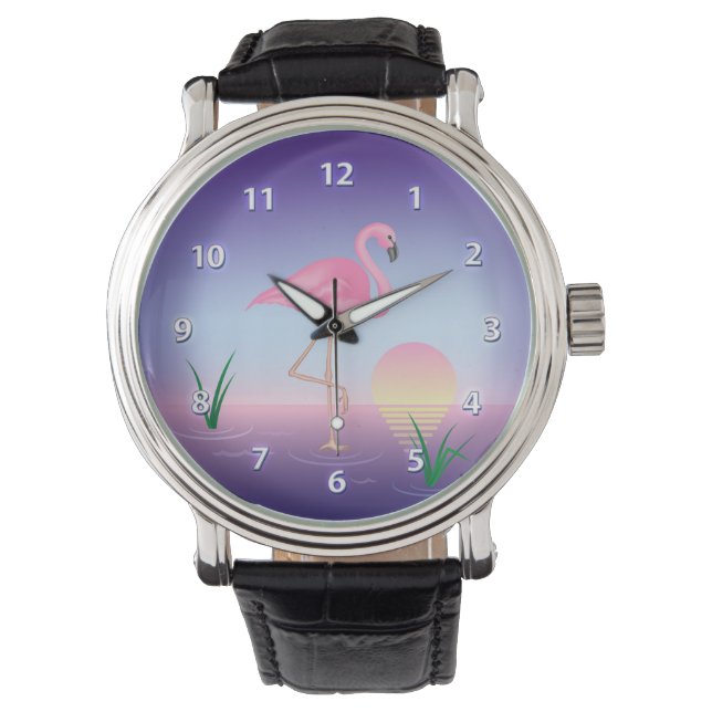 Montre Flamant rose rose (devant)