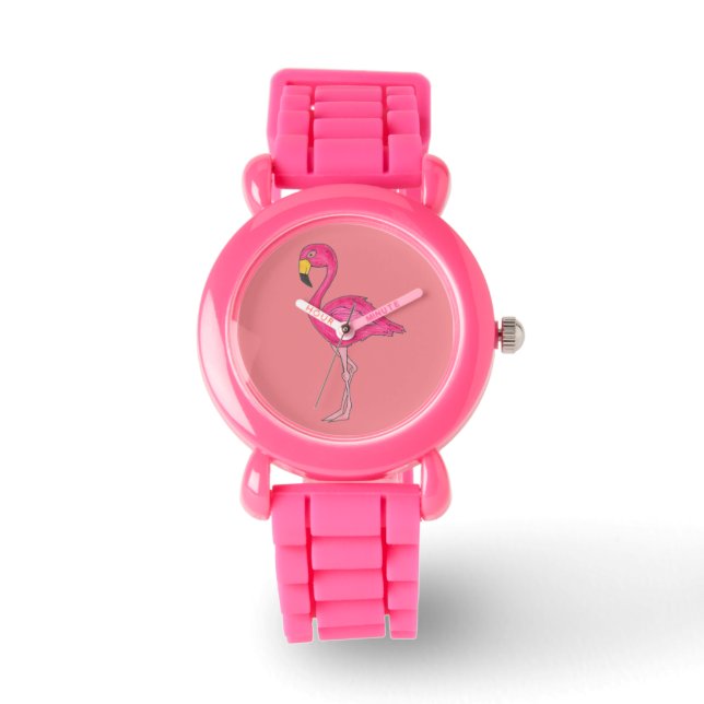 Montre Flamant rose rose tropicale Flamants roses Oiseau (Recto)