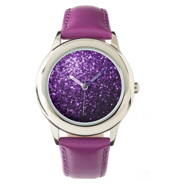 Montre Flamme de parties scintillant foncé violet brillan (devant)