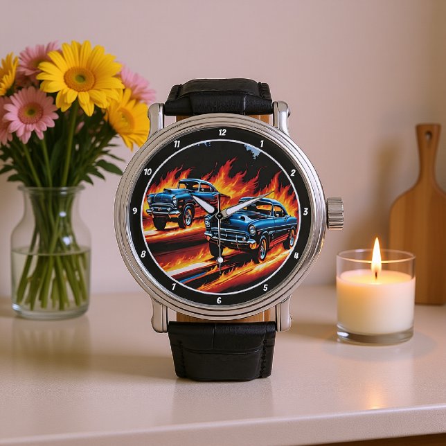 Montre Flammes de voitures classiques personnalisées (Créateur téléchargé)