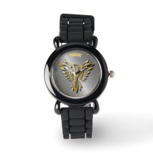 Montre Flammes d'or en hausse d'or de Phoenix avec des