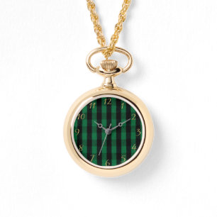 Montre Flannel Buffalo Plaid Texture de bûcheron vert