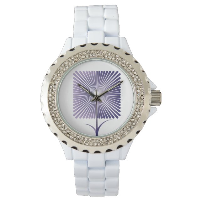 Montre Fleur carrée violette nb (devant)