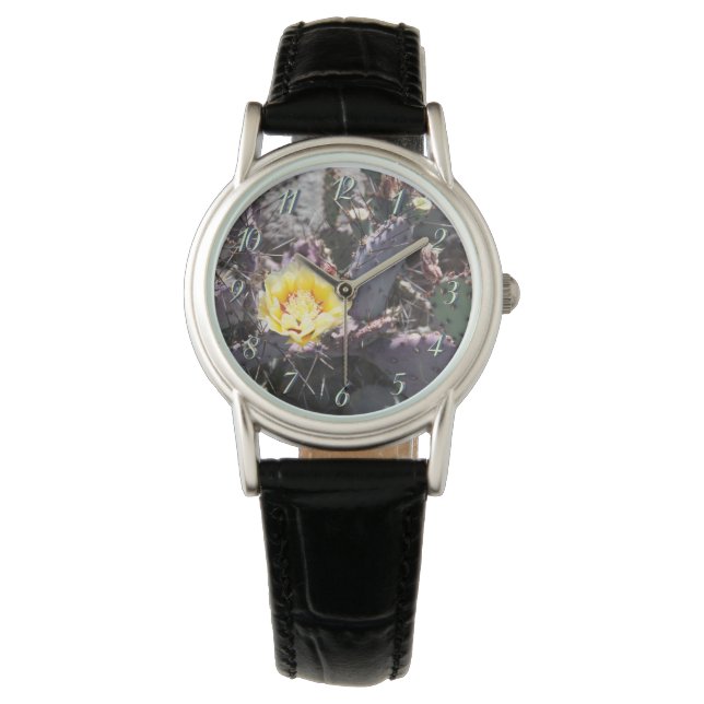 Montre Fleur de cactus jaune (devant)