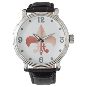 Montre Fleur de lis en or rose