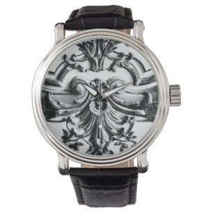 Montre Fleur de Lis noir & blanc romantique - Versailles