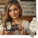 Montre Fleur de Lis Or Vintage Paris Classy<br><div class="desc">Design vintage français avec quatre fleurs de lis dorées formant une croix au centre.</div>